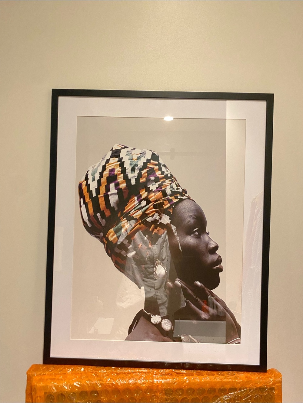 Target Threshold Framed Portrait of Woman in Colorful Headwrap - 24x30